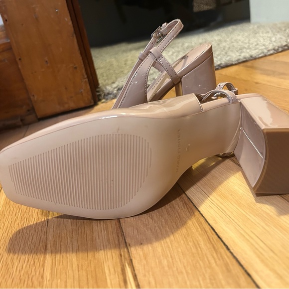 Chic Nude Patent Leather Block Heels - Picture 3 of 4